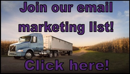 Truck driving with 'Join our email marketing list - click here' text